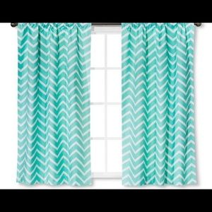 Teal and White Chevron Curtains